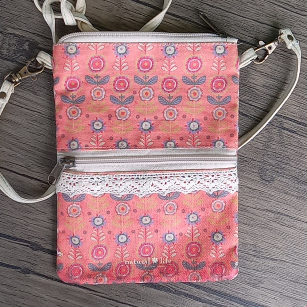 Natural Life Coral Floral Crossbody Bag